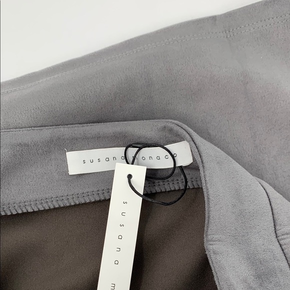 Susana Monaco slim pencil midi faux suede skirt silver gray straight new Small - Picture 3 of 4